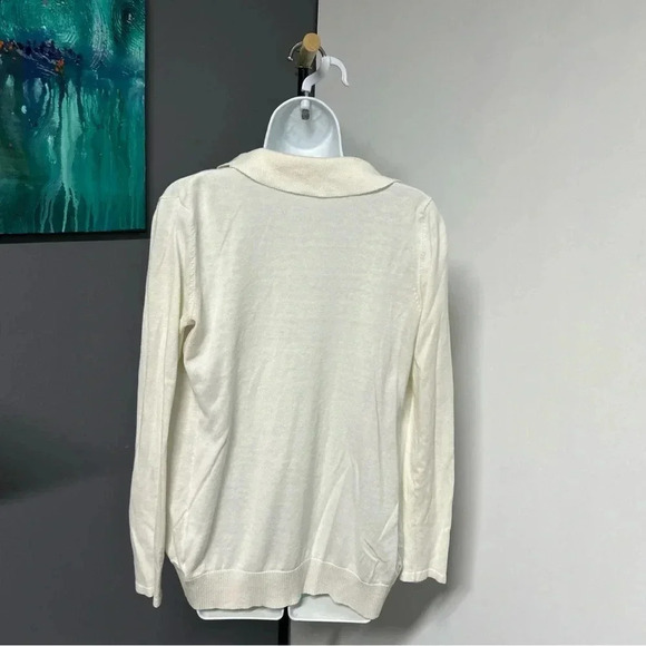 Forever 21 Women's Medium Ivory Waterfall Open Front Cardigan Lightweight - Picture 4 of 9